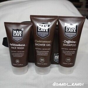 ManCave Natural Grooming Toiletry Bag Full Size Shampoo Face Wash Shower Gel